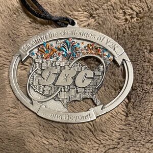 Vintage SBC Commemorative Metal Ornament - Silver with Multicolor Accents